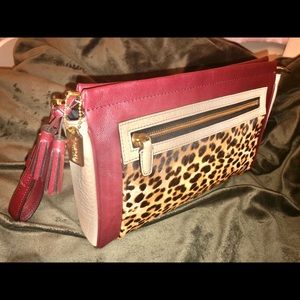 Coach Legacy Ocelot Haircalf Large Clutch Wristlet